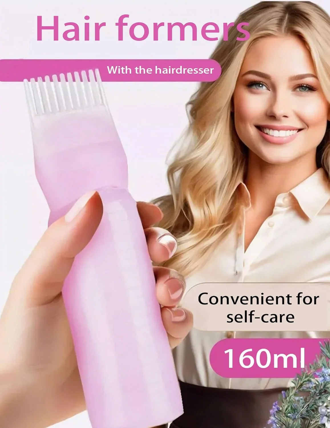 بطری های رنگ مو با شانه و مقیاس، مناسب برای رنگ کردن مو در خانه (صورتی)