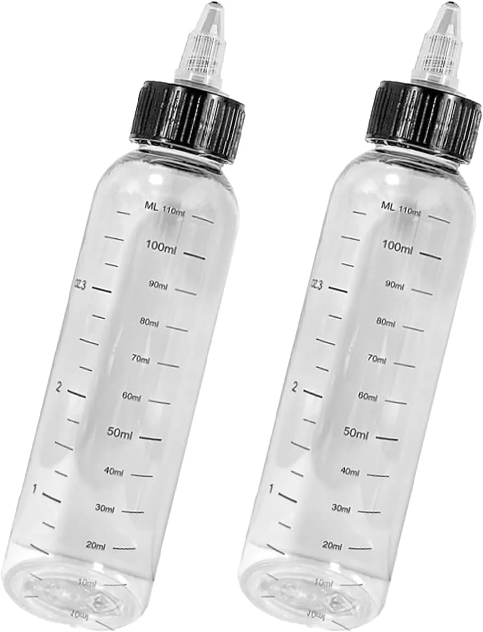 بطری اپلیکاتور روغن مو با نوک، بطری فشاری رنگ مو، بطری اپلیکاتور پلاستیکی مدرج رنگ مو برای رنگ آمیزی مو در سالن، هنر و چسب، 2 عدد