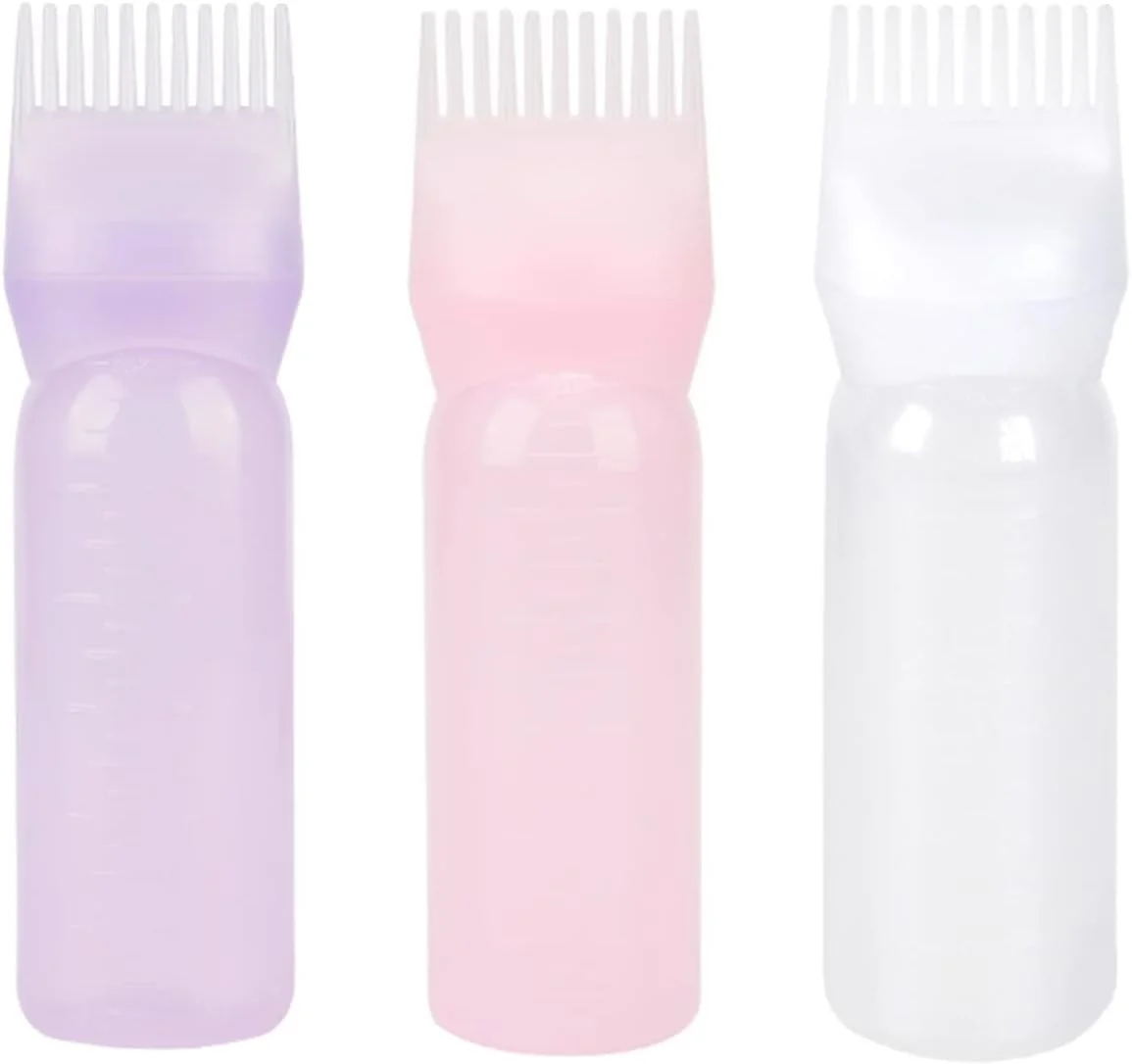 ست 3 عددی بطری 120 میلی لیتری رنگ مو با برس اپلیکاتور، مناسب برای رنگ کردن مو در سالن