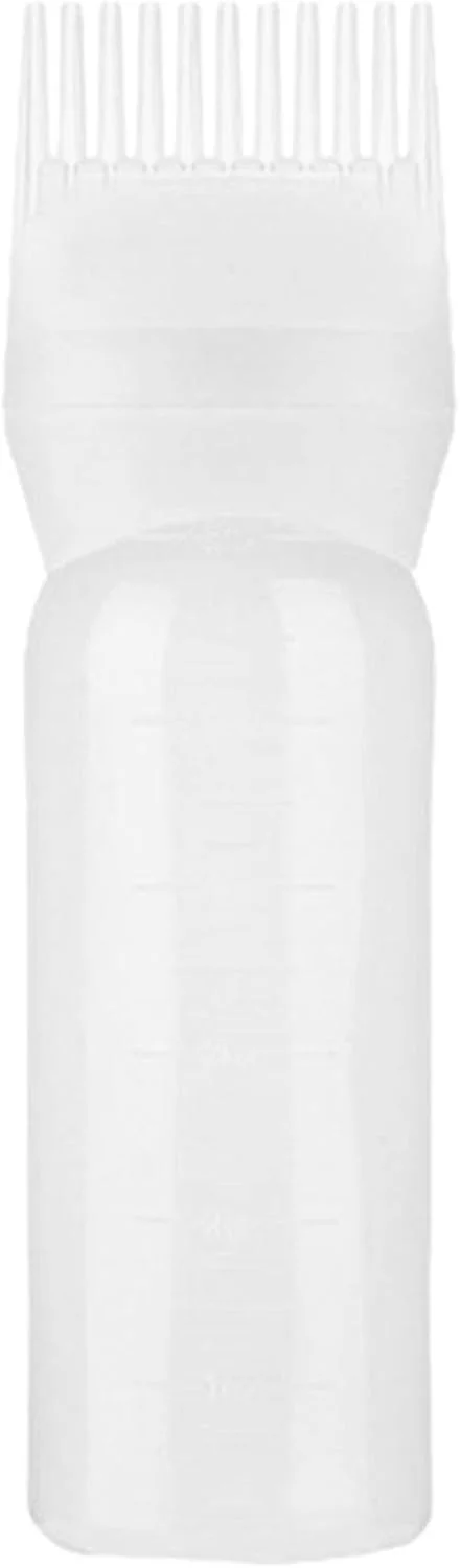 شانه رنگ مو با مخزن، بطری شانه رنگ مو، دارای مقیاس اندازه گیری، سبک و قابل حمل، استفاده آسان، مناسب برای رنگ کردن مو در سالن، روغن رنگ، دارو، سرم های مراقبت از پوست سر، پاکسازی پوست سر