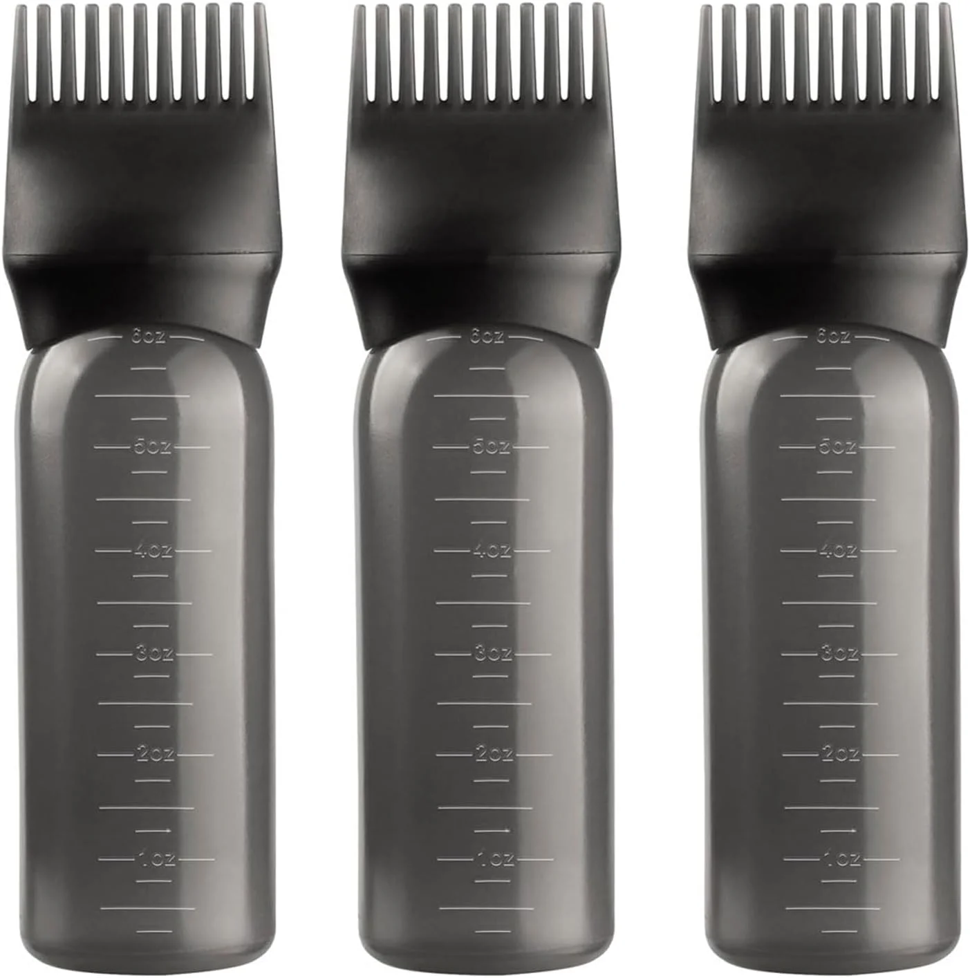 بطری اپلیکاتور شانه ریشه با ظرفیت بزرگ 177 میلی لیتر، برس رنگ مو، بطری های اپلیکاتور فشاری شانه ریشه با مقیاس مدرج برای رنگ کردن مو در سالن و استفاده خانگی. (مشکی، 3 عدد)