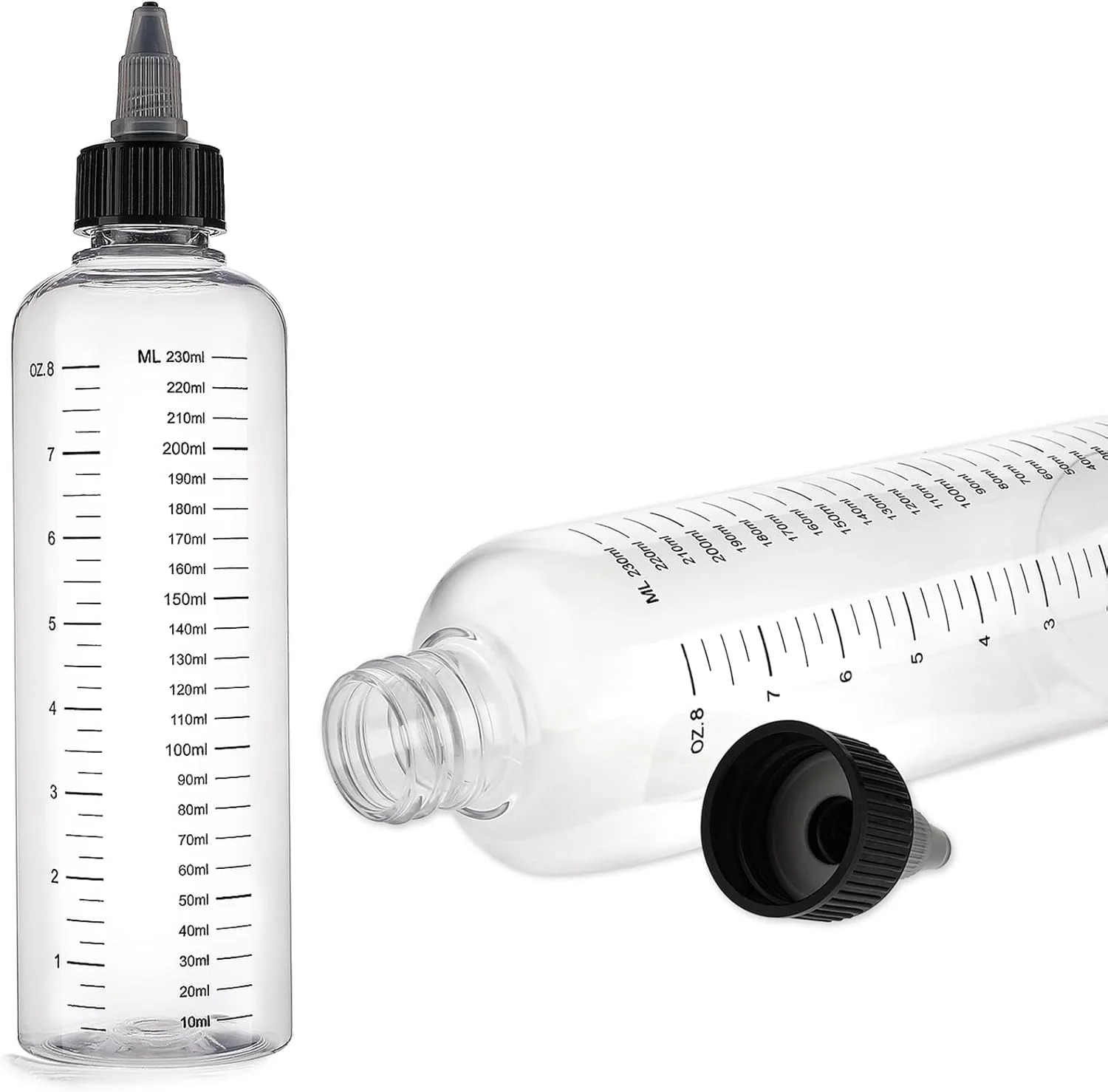 بطری اپلیکاتور رنگ مو Bukela، بسته 2 عددی، 240 میلی لیتر، بطری فشاری پلاستیکی با نوک چرخشی و مقیاس مدرج برای رنگ کردن مو، استفاده از روغن و ترمیم ریشه