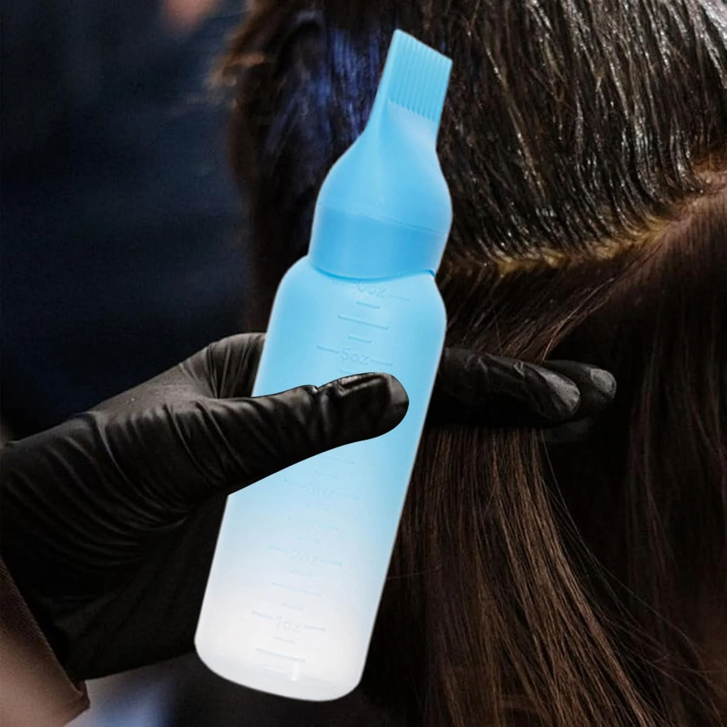برس شانه روغن | بطری شامپو اپلیکاتور روغن 177 میلی لیتری قابل استفاده مجدد - شانه سر قابل حمل با مقیاس مدرج برای آرایشگاه، آموزشگاه زیبایی و مسافرت