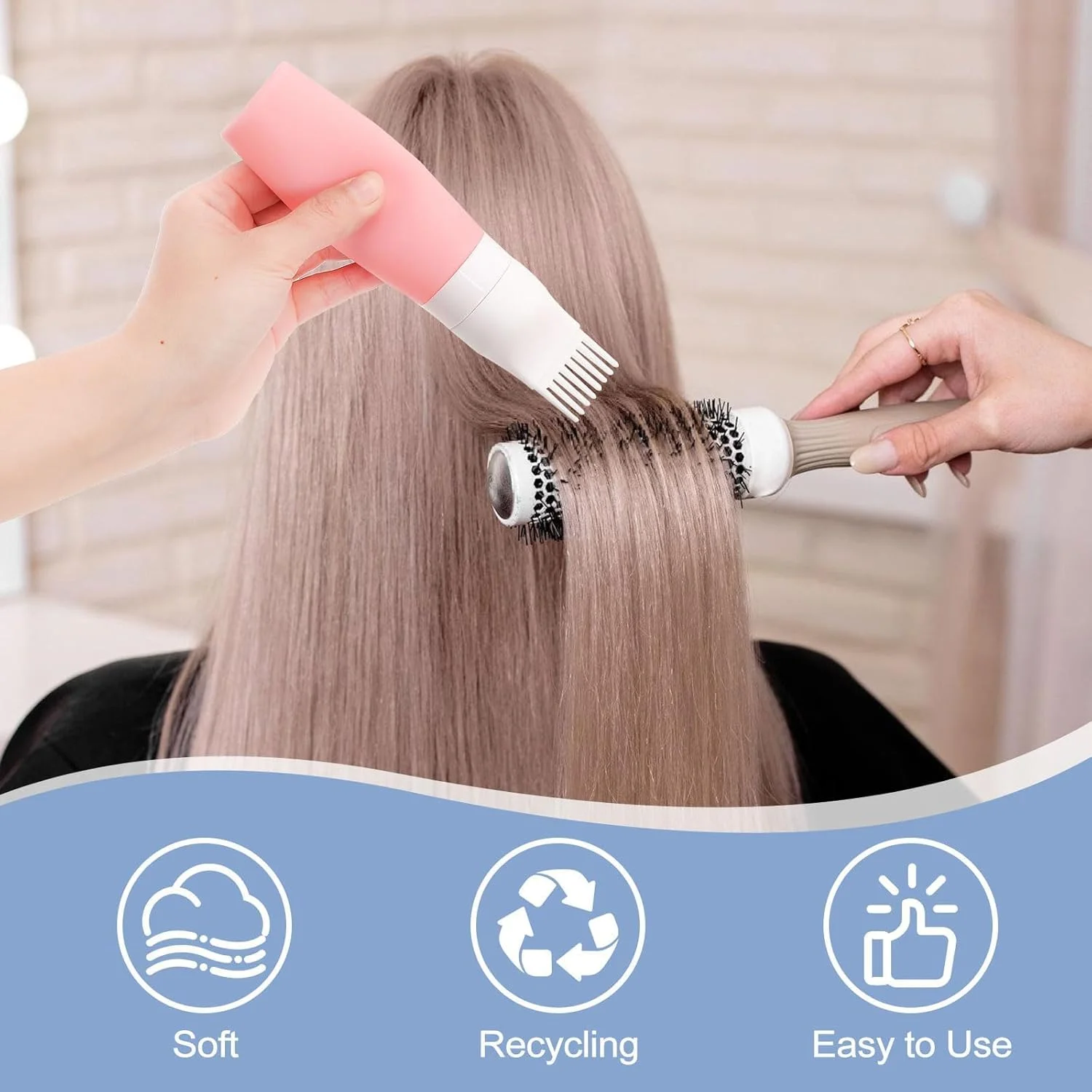 بطری اپلیکاتور روغن مو سیلیکونی بوکلا با شانه ریشه سیلیکونی و درب، بطری های روغن کاری مو با مقیاس مدرج 80 میلی لیتری، بطری اپلیکاتور شانه ریشه برای رنگ مو و استفاده از روغن پوست سر، 2 عدد