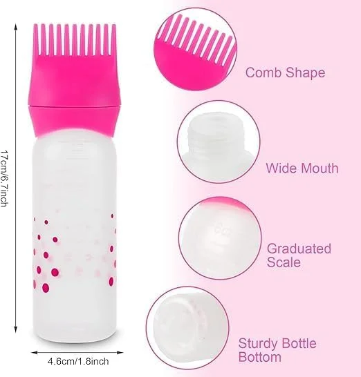 بطری اپلیکاتور شانه ریشه مو، بسته 3 عددی، بطری های 178 میلی لیتری برای رنگ مو، بطری فشاری پلاستیکی با برس و مقیاس مدرج، ابزار حالت دهنده رنگ مو بطری اپلیکاتور شانه ریشه مو، بسته 3 عددی، بطری های 178 میلی لیتری برای رنگ مو، بطری فشاری پلاستیکی با برس و مقیاس مدرج، ابزار حالت دهنده رنگ مو