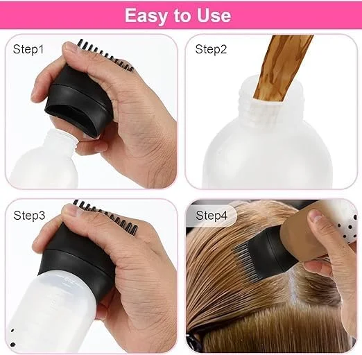 بطری اپلیکاتور شانه ریشه مو، بسته 3 عددی، بطری های 178 میلی لیتری برای رنگ مو، بطری فشاری پلاستیکی با برس و مقیاس مدرج، ابزار حالت دهنده رنگ مو بطری اپلیکاتور شانه ریشه مو، بسته 3 عددی، بطری های 178 میلی لیتری برای رنگ مو، بطری فشاری پلاستیکی با برس و مقیاس مدرج، ابزار حالت دهنده رنگ مو