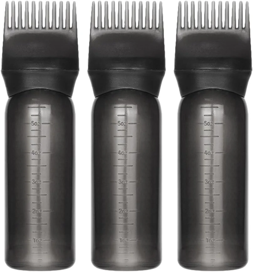 مجموعه ۳ عددی بطری اپلیکاتور ریشه مو FRCOLOR برای مراقبت از مو، شانه بطری اپلیکاتور ریشه، شانه بطری رنگ مو برای بطری های رنگ مو، بطری روغن مو - مشکی