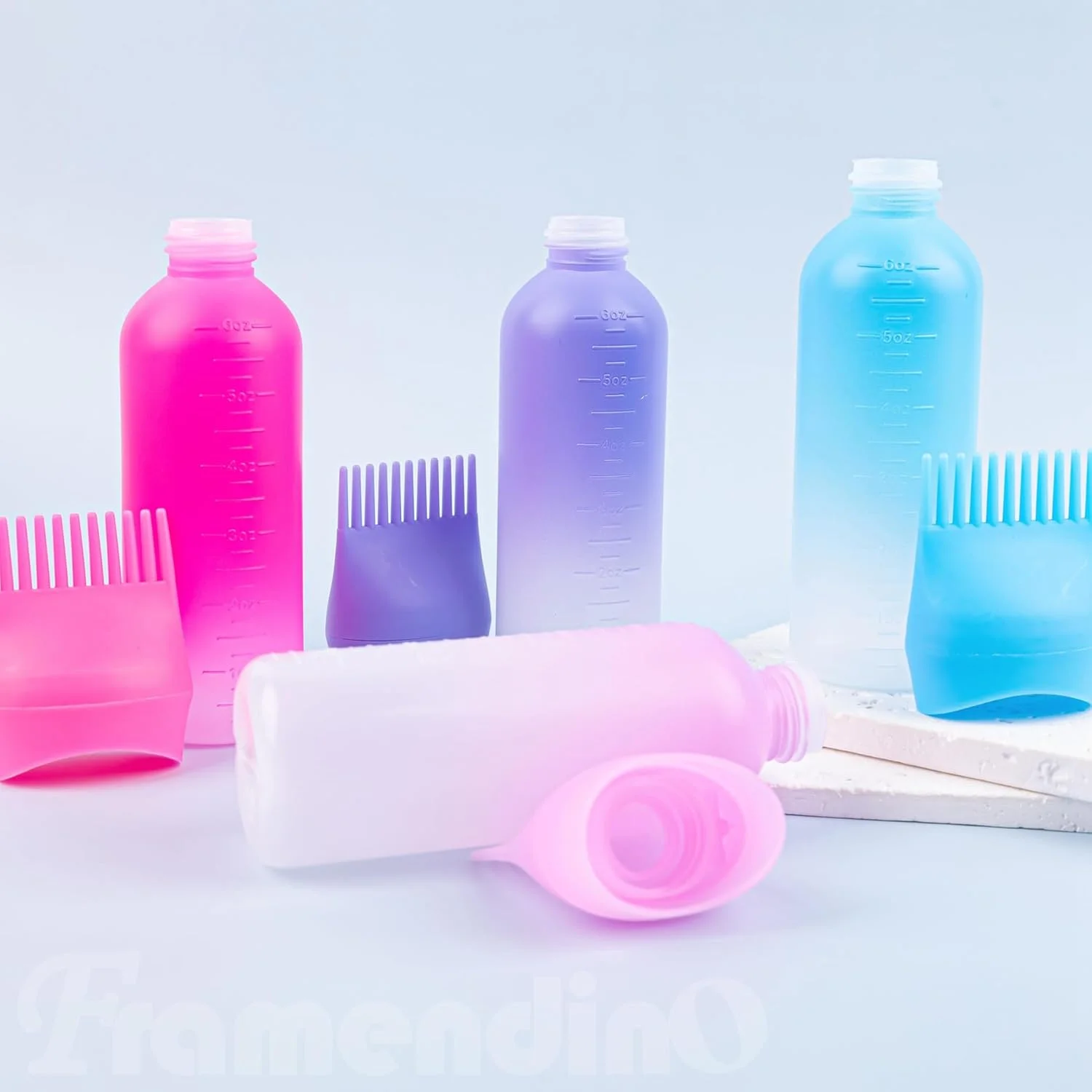 Framendino، بسته 5 عددی بطری اپلیکاتور شانه ریشه 6 اونسی، بطری های اپلیکاتور روغن مو با برس و مقیاس مدرج برای استفاده در منزل و سالن، 5 رنگ Framendino، بسته 5 عددی بطری اپلیکاتور شانه ریشه 6 اونسی، بطری های اپلیکاتور روغن مو با برس و مقیاس مدرج برای استفاده در منزل و سالن، 5 رنگ