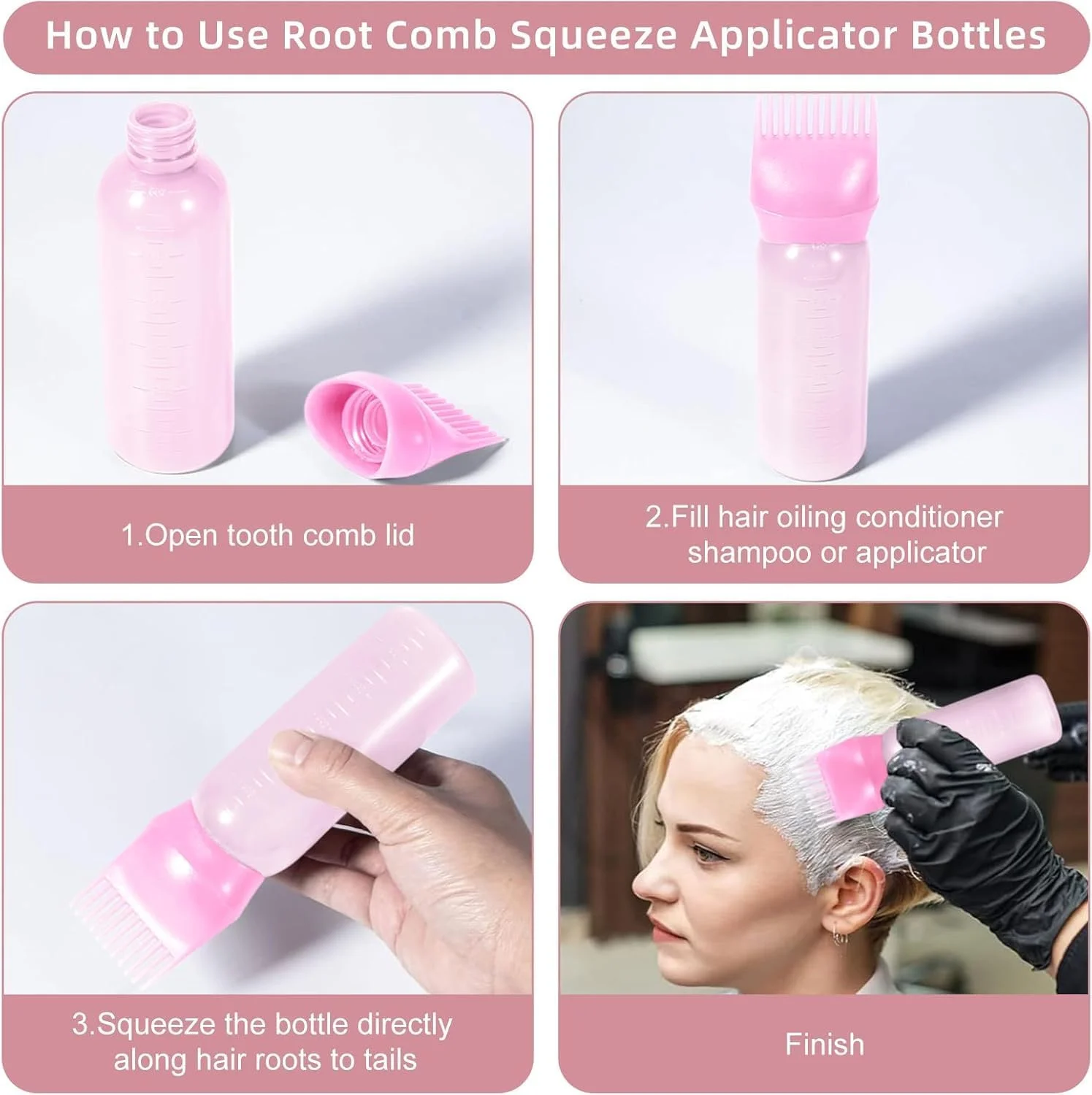 دو عدد اپلیکاتور روغن مو، بطری شانه ای برای ریشه مو، ماساژور مو، برس ماساژ پوست سر برای خانه، سالن آرایش مو (صورتی) دو عدد اپلیکاتور روغن مو، بطری شانه ای برای ریشه مو، ماساژور مو، برس ماساژ پوست سر برای خانه، سالن آرایش مو (صورتی)