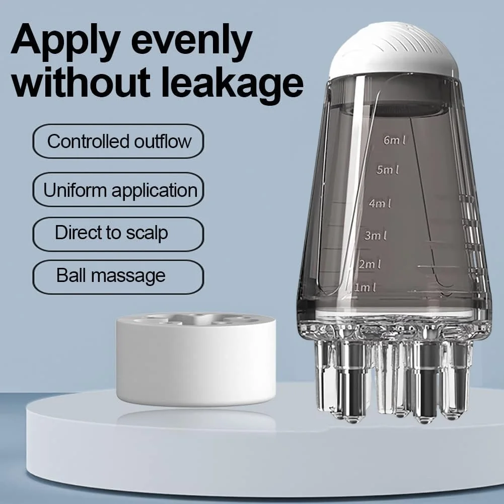 اپلیکاتور روغن مو Goodern، اپلیکاتور شانه روغن پوست سر با کاربرد دوگانه، بطری شانه ریشه مو، بطری روغن ضروری حمام، لوازم جانبی مراقبت از مو برای مایعات مختلف - خاکستری