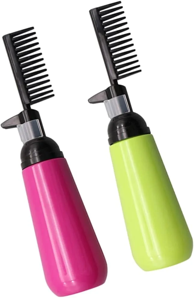 Healifty 2 عدد بطری اپلیکاتور شانه دار، بطری رنگ مو، بطری رنگرزی مو با شانه، بطری اپلیکاتور رنگ مو، رنگ تصادفی