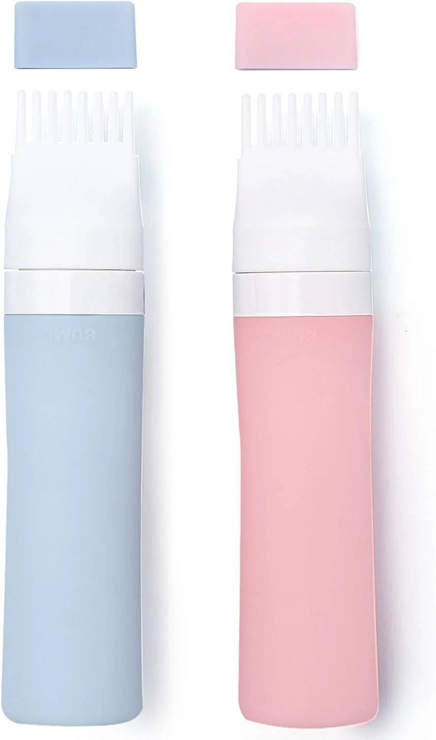 دو عدد بطری روغن مو سیلیکونی، بطری 80 میلی لیتری با شانه برای رنگ مو، برس شانه رنگ مو، بطری روغن برای پوست سر