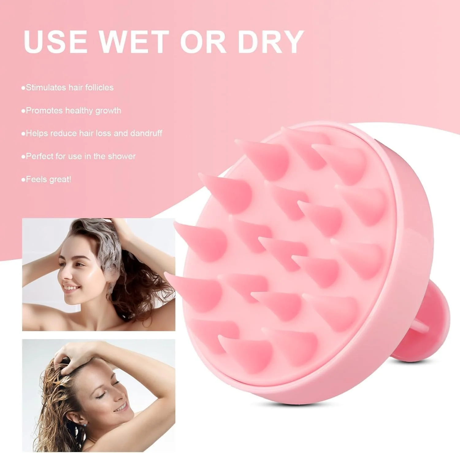 بطری اپلیکاتور شانه ریشه مو McMola با برس شامپو ماساژور پوست سر، ابزار رنگ مو و درمان پوست سر، ابزار آرامش بخش سر، صورتی (3 عدد)