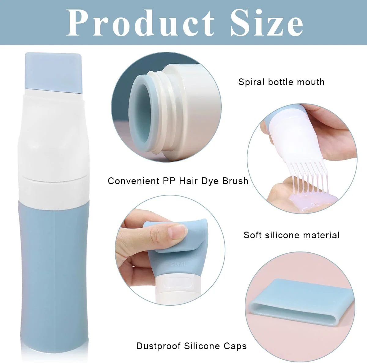 بطری اپلیکاتور شانه ریشه هانیا، 3 عددی، بطری رنگ مو 60 میلی لیتری با مقیاس مدرج، برس اپلیکاتور روغن برای رنگ کردن مو، مناسب برای سالن و استفاده خانگی