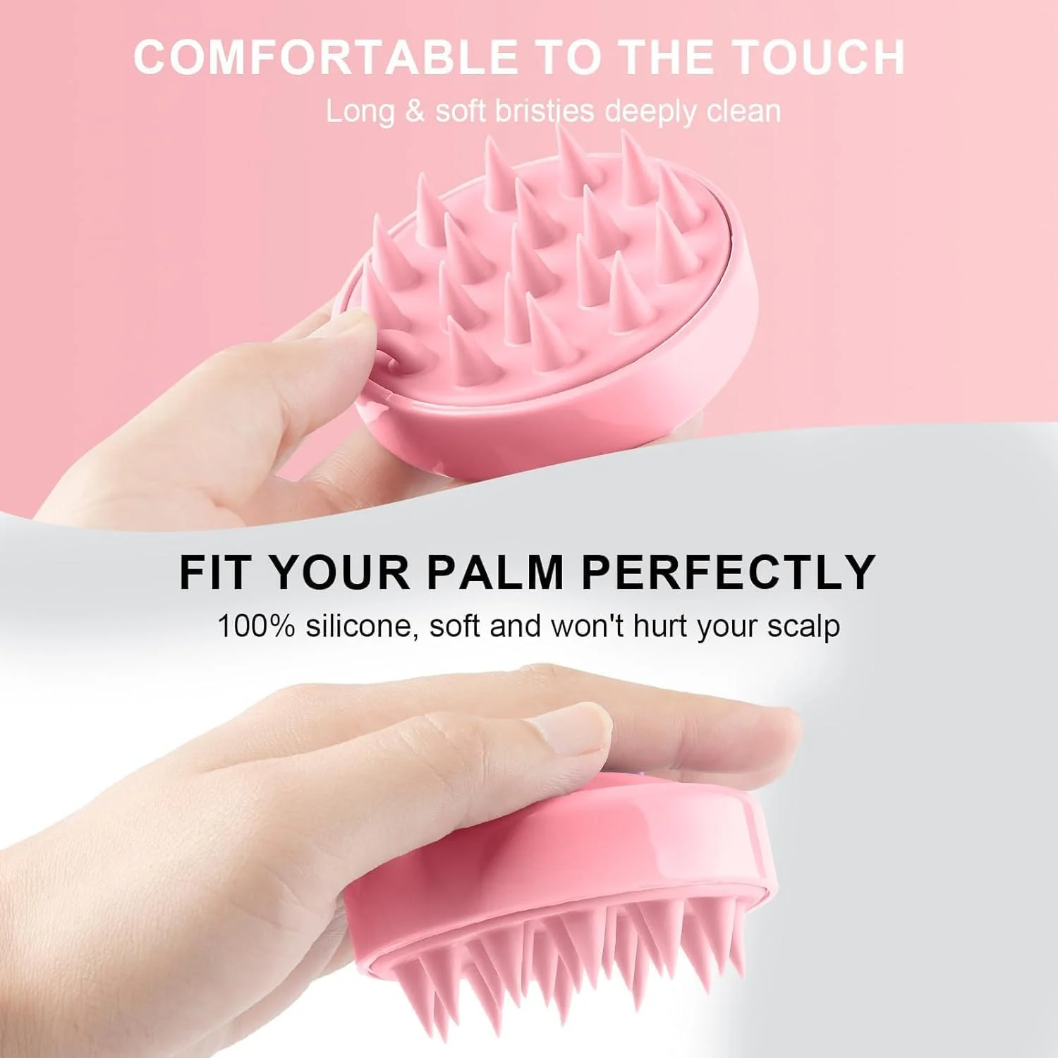 بطری اپلیکاتور شانه ریشه مو McMola با برس شامپو ماساژور پوست سر، ابزار رنگ مو و درمان پوست سر، ابزار آرامش بخش سر، صورتی (3 عدد)