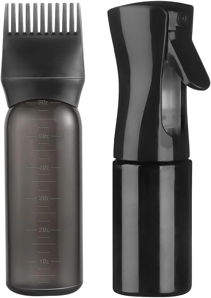 بطری اسپری پیوسته و بطری اپلیکاتور شانه ریشه، بطری اپلیکاتور روغن مو و بطری آبپاش مو برای حالت دادن به مو بطری اسپری پیوسته و بطری اپلیکاتور شانه ریشه، بطری اپلیکاتور روغن مو و بطری آبپاش مو برای حالت دادن به مو