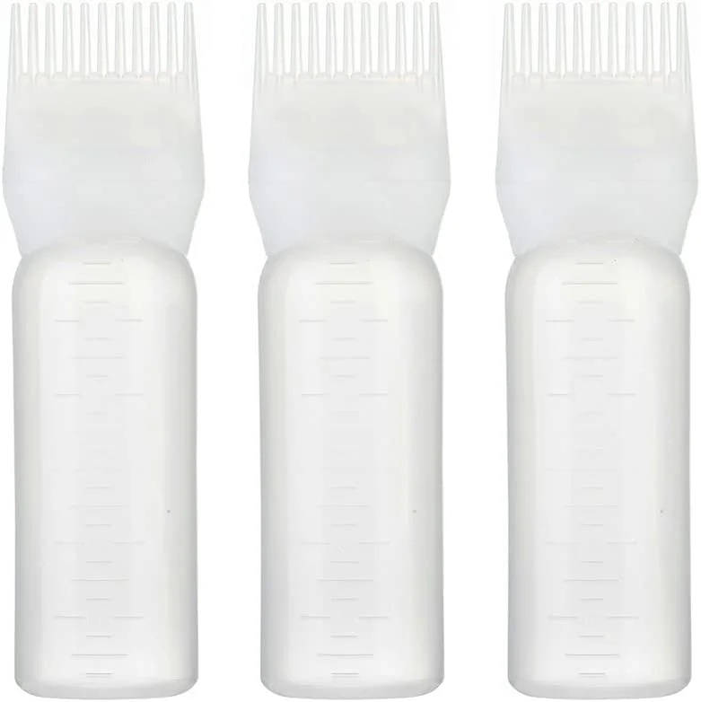 بطری رنگ مو ORiTi، 3 عدد، بطری پخش کننده شانه ریشه با مقیاس مدرج، رنگ آمیزی موی سر