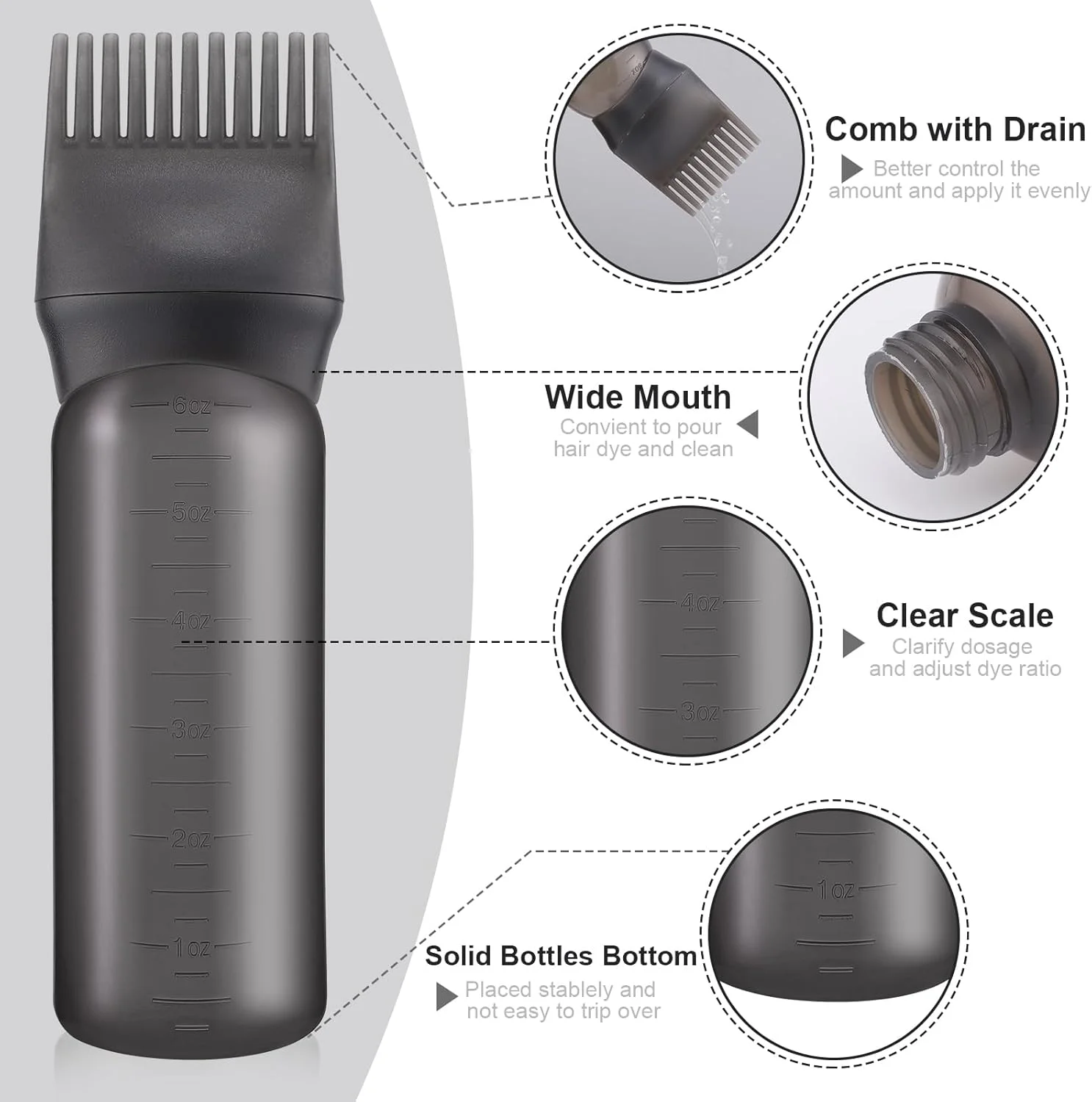 بسته 3 عددی اپلیکاتور روغن مو، بطری اپلیکاتور روغن مو 170 میلی لیتری با مقیاس مدرج، برس رنگ مو، بطری اپلیکاتور شانه ریشه برای روغن زدن مو و رنگ کردن مو (مشکی) بسته 3 عددی اپلیکاتور روغن مو، بطری اپلیکاتور روغن مو 170 میلی لیتری با مقیاس مدرج، برس رنگ مو، بطری اپلیکاتور شانه ریشه برای روغن زدن مو و رنگ کردن مو (مشکی)