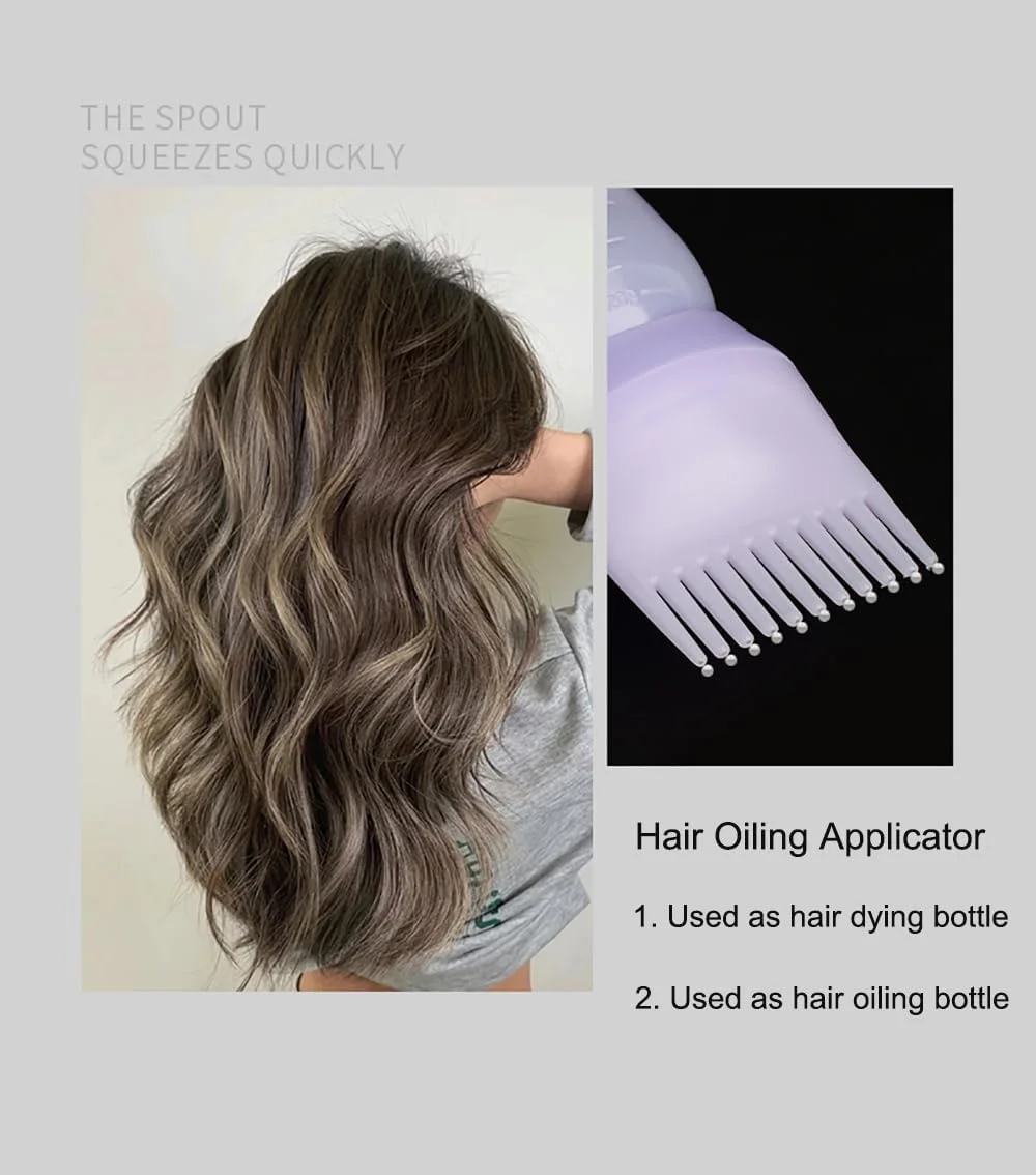 بطری اپلیکاتور مو، بطری اپلیکاتور شانه ریشه 6 اونس، اپلیکاتور روغن مو برای پوست سر و رنگ مو (2 عدد)
