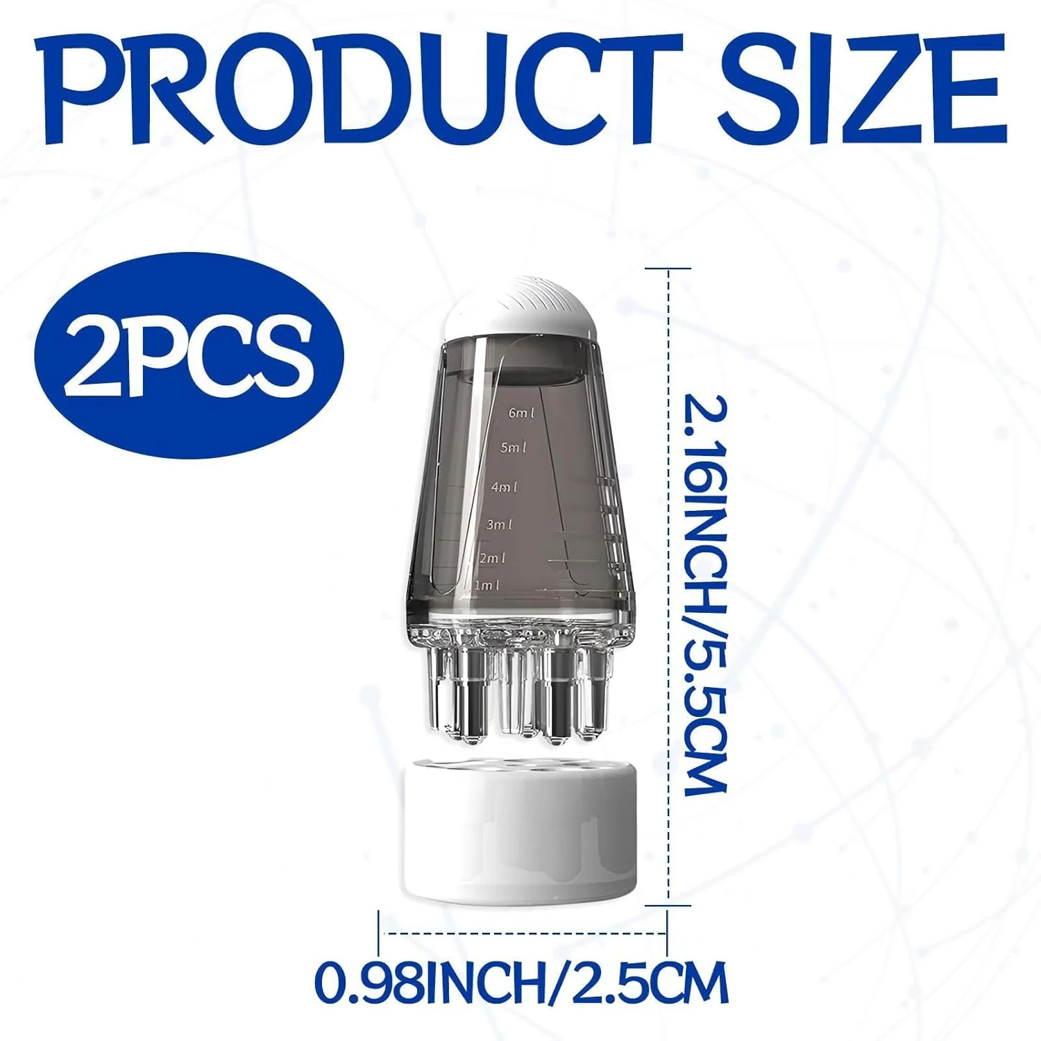 بطری روغن مو پاپوریچ، بطری اپلیکاتور روغن برای مو، بطری اپلیکاتور شانه ریشه، اپلیکاتور روغن پوست سر، شانه ماساژ پوست سر با توپ غلطکی، ابزار ماساژ موی جامد (مجموعه 2 عددی)