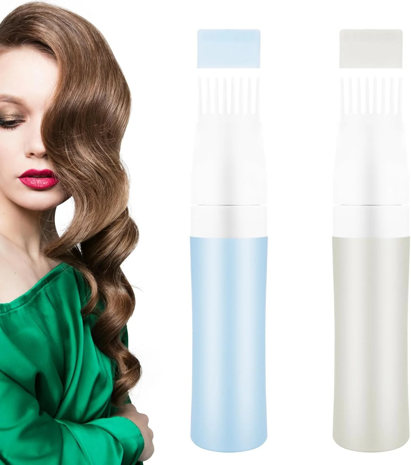 دو عدد بطری اپلیکاتور روغن مو سیلیکونی 80 میلی لیتری، بطری اپلیکاتور شانه ریشه سیلیکونی برای روغن مو، رنگ مو، روغن زدن مو، استفاده از روغن پوست سر با برس (آبی و خاکستری)