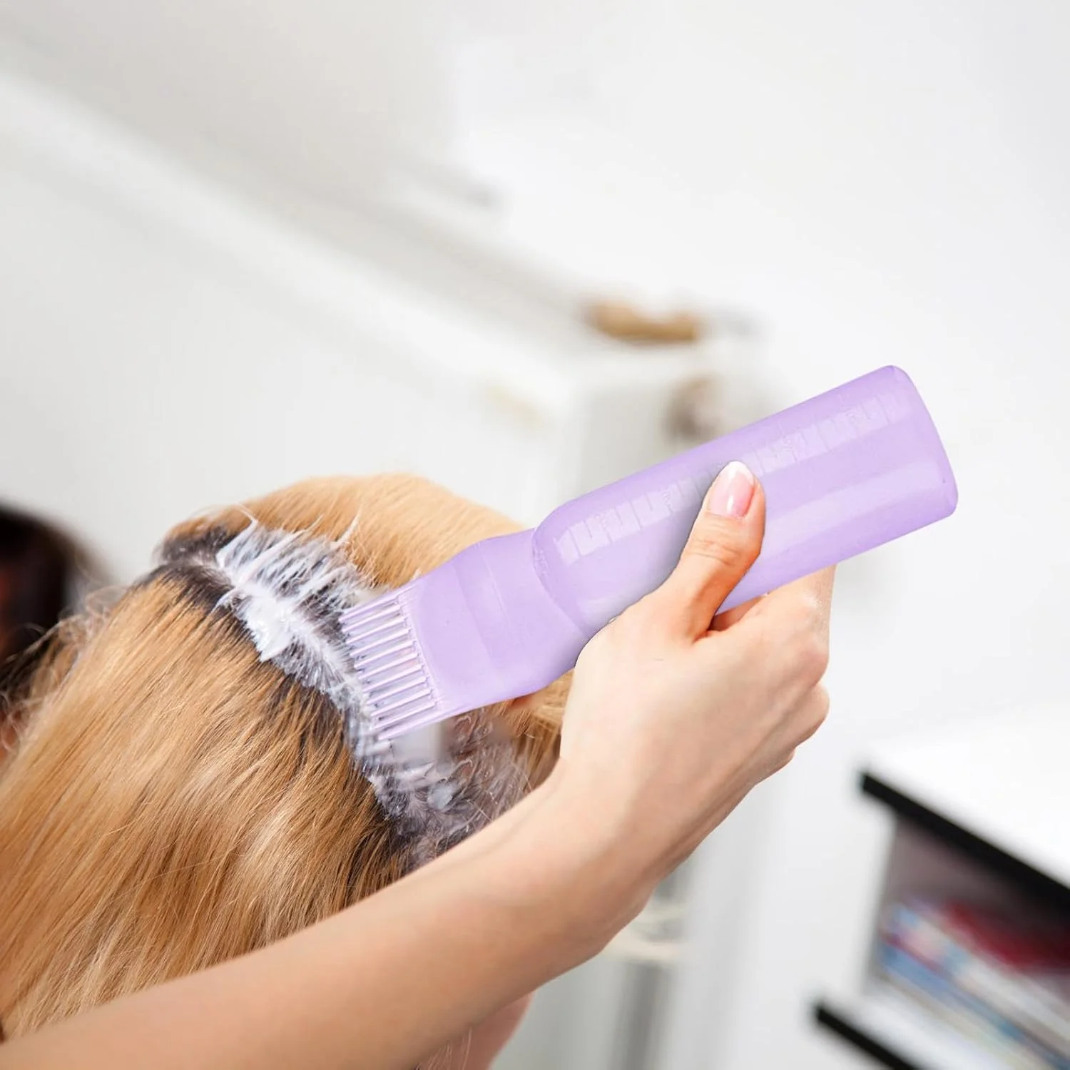 بطری اپلیکاتور شانه ریشه - بطری شانه رنگ مو - با مقیاس رنگ مو برای روغن مراقبت از پوست سر بلند