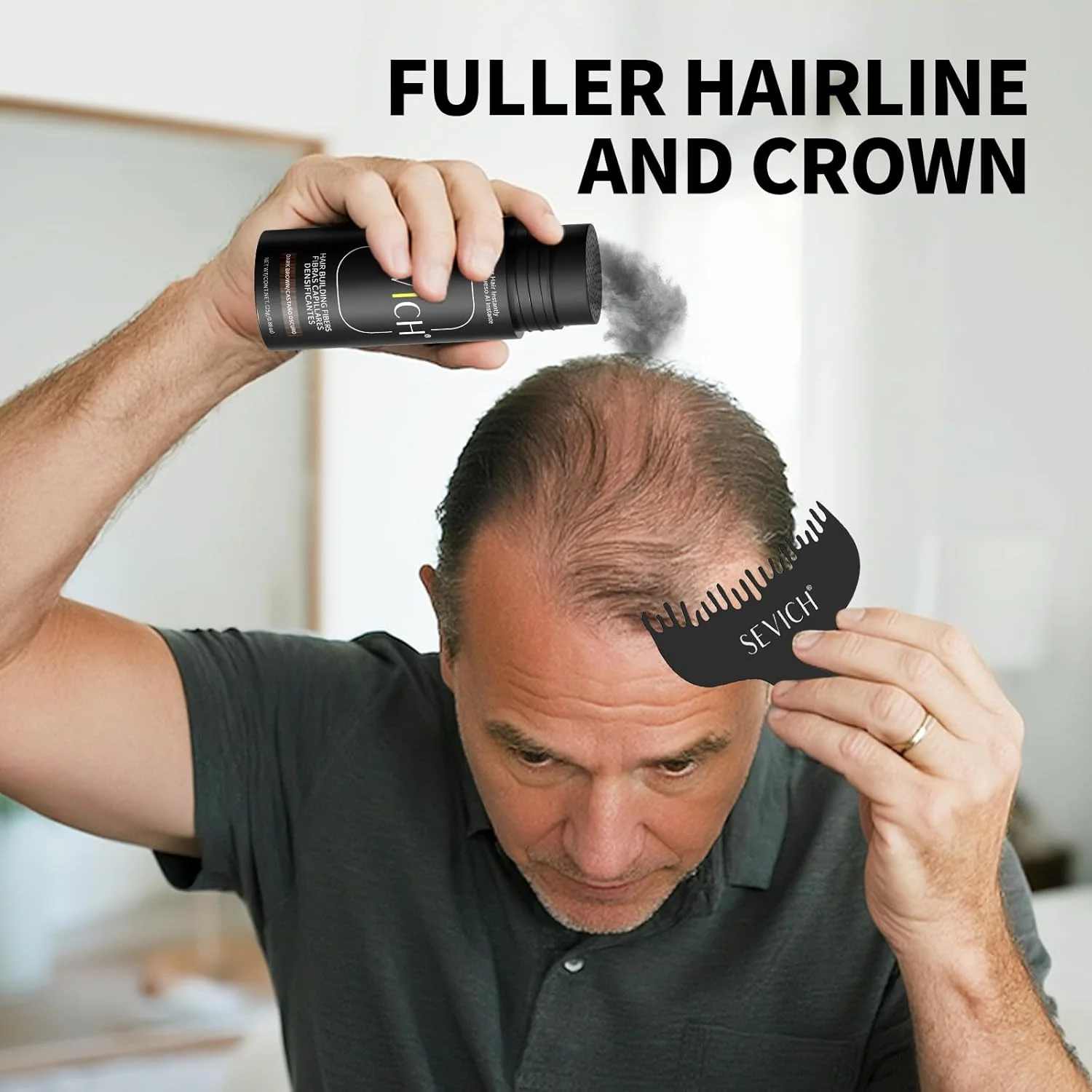 پودر پرپشت کننده مو سوویچ به همراه اپلیکاتور اسپری - افزایش طبیعی ضخامت مو برای آقایان و بانوان، حجم دهنده فوری، مقاوم در برابر آب، شستشوی آسان، 25 گرم (قهوه ای متوسط)