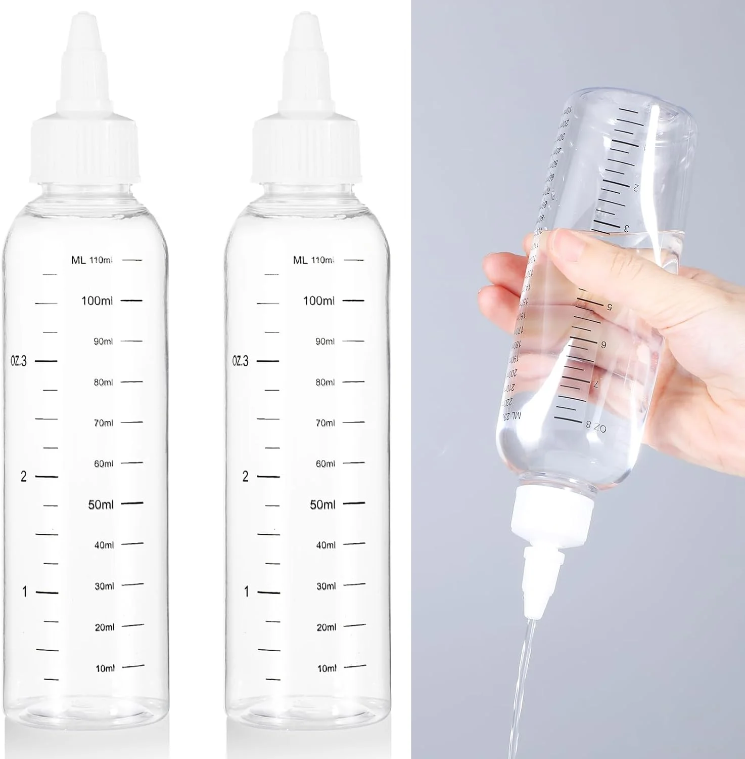 بسته 2 عددی بطری اپلیکاتور برای مو، بطری پلاستیکی روغن مو، بطری فشاری رنگ مو، بطری رنگ ریشه مو با مقیاس نسبت، درب پیچی (سفید 230 میلی لیتر) بسته 2 عددی بطری اپلیکاتور برای مو، بطری پلاستیکی روغن مو، بطری فشاری رنگ مو، بطری رنگ ریشه مو با مقیاس نسبت، درب پیچی (سفید 230 میلی لیتر)