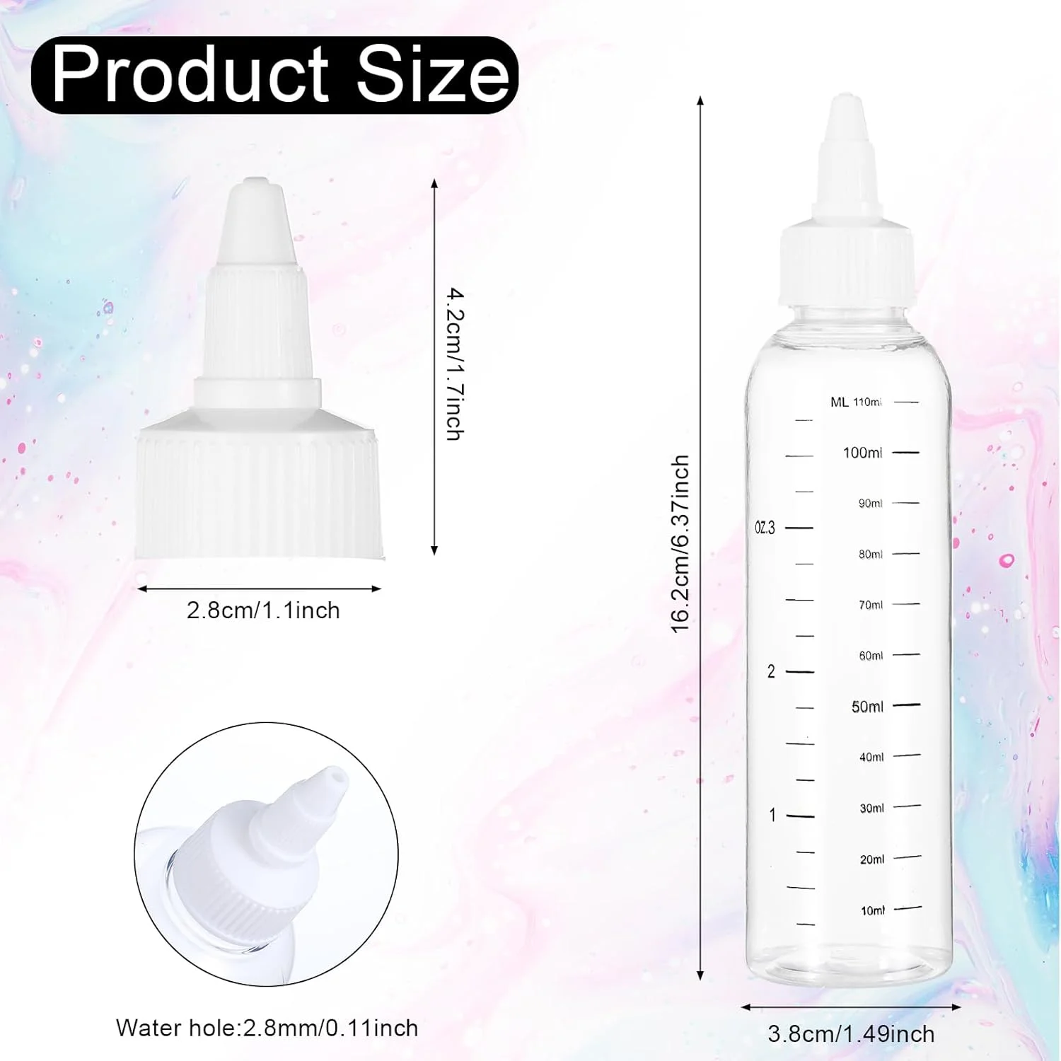 بسته 2 عددی بطری اپلیکاتور برای مو، بطری پلاستیکی روغن مو، بطری فشاری رنگ مو، بطری رنگ ریشه مو با مقیاس نسبت، درب پیچی (سفید 230 میلی لیتر)