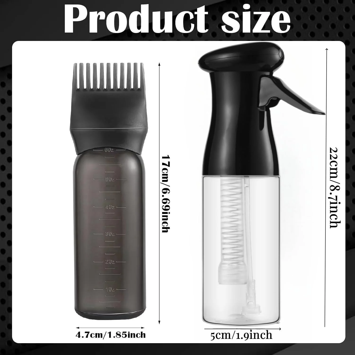 بطری اسپری موی پیوسته و بطری اپلیکاتور شانه ریشه، بطری روغن مو، آبپاش مو برای حالت دادن به مو