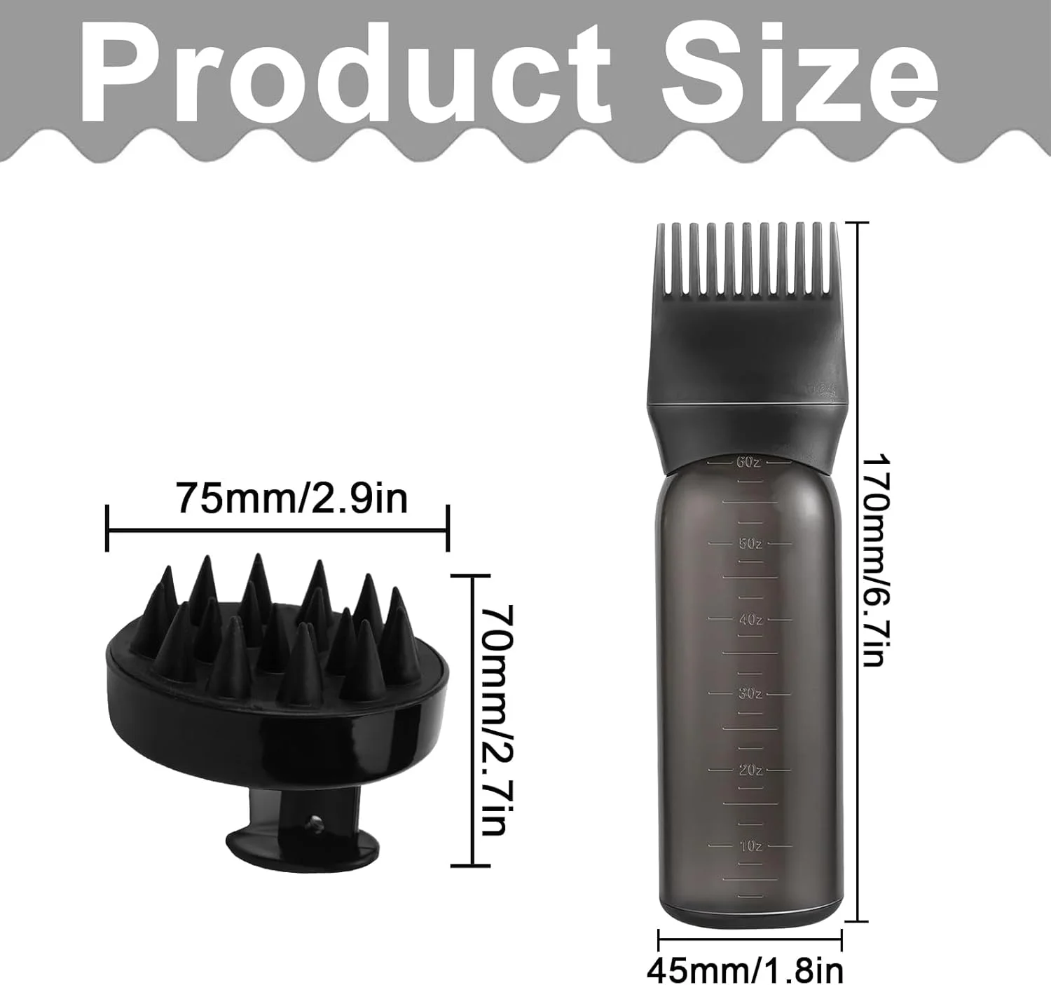 اپلیکاتور روغن مو، شانه ریشه مو، برس ماساژ مو (مشکی، مشکی)