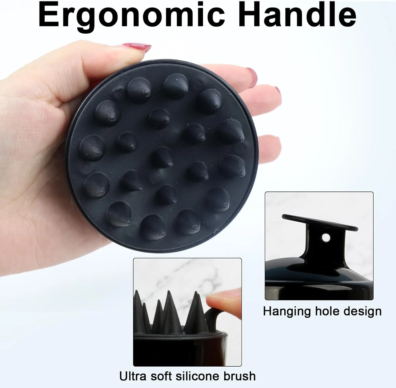 اپلیکاتور روغن مو، شانه ریشه مو، برس ماساژ مو (مشکی، مشکی)