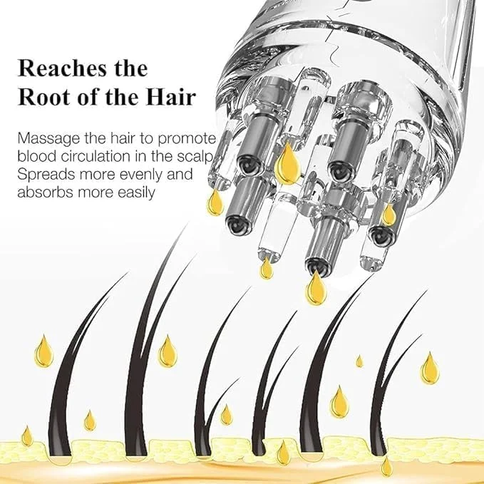 شانه روغن مو زوفانی با اپلیکاتور، بطری اپلیکاتور شانه صاف کننده ریشه برای روغن پوست سر، پخش کننده لوسیون ضد ریزش مو، ضد نشت، کنترل مقیاس 6 میلی لیتری، مراقبت از سالن، موهای چرب