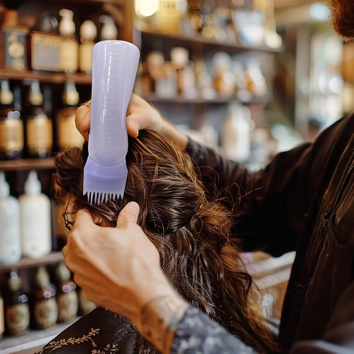 ست دو عددی بطری رنگ مو با برس و مقیاس مدرج، رنگ بنفش، 170 میلی لیتر