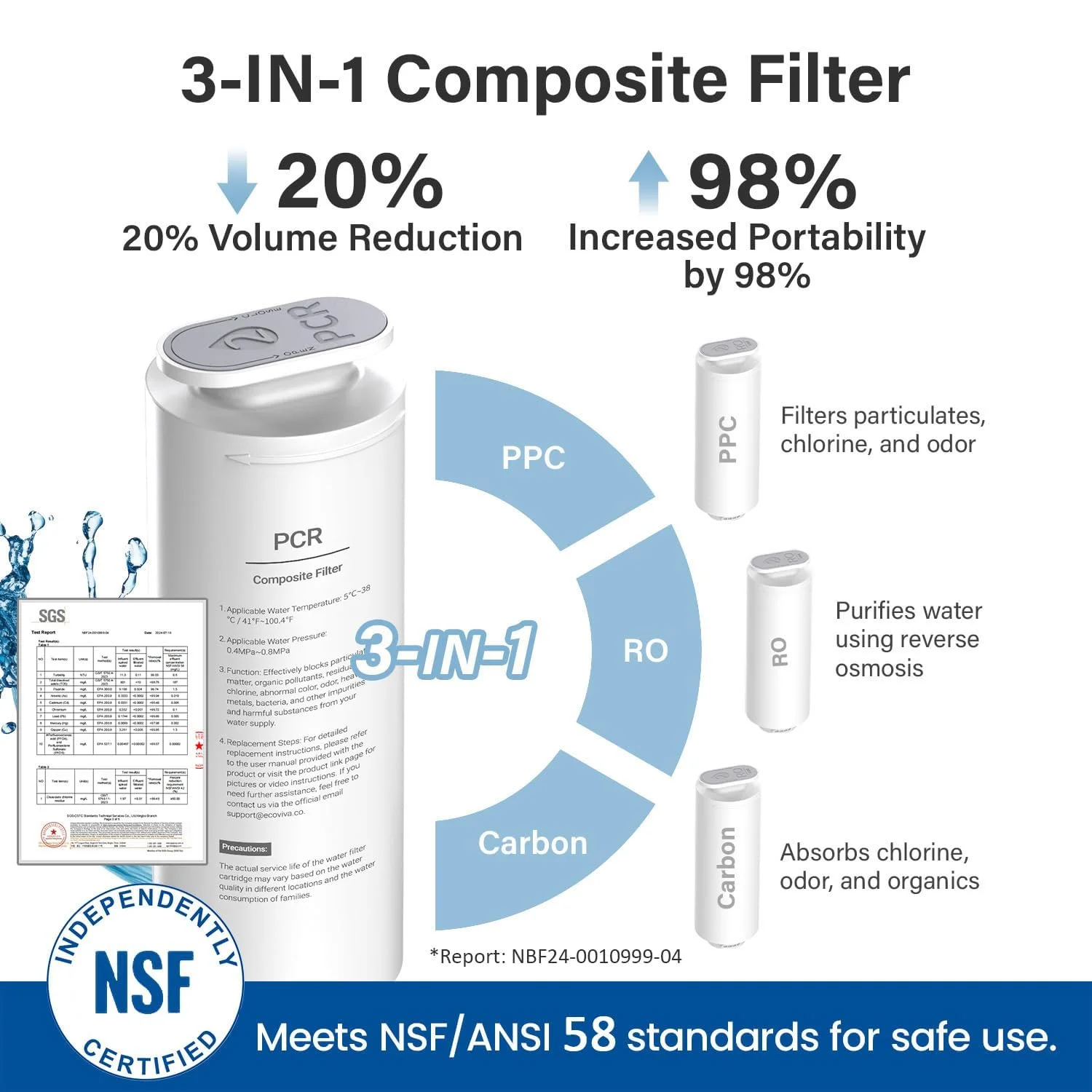 دستگاه تصفیه آب رومیزی اکوویوا مدل Mate 4 با سیستم اسمز معکوس و UV، فاقد BPA، دارای فیلتر 7 مرحله ای، آب خالص و تمیز با نسبت 3:1، آب گرم فوری، بدون نیاز به نصب، تصفیه کننده آب رومیزی