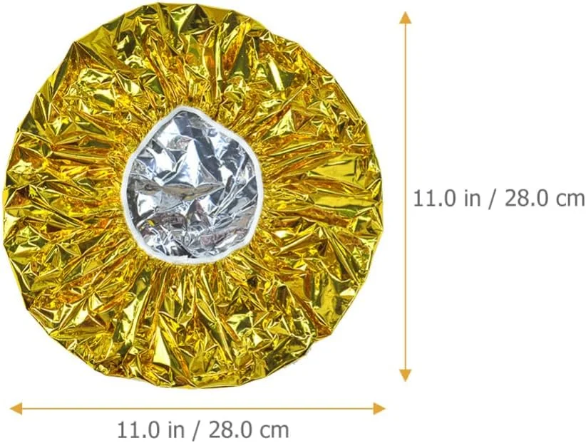 ۱۲ عدد کلاه فویل آلومینیومی برای نرم کننده عمیق مو، کلاه پردازش مو قابل استفاده مجدد، کلاه رنگ مو، کلاه دوش برای استفاده در منزل و سالن، طلایی و نقره ای