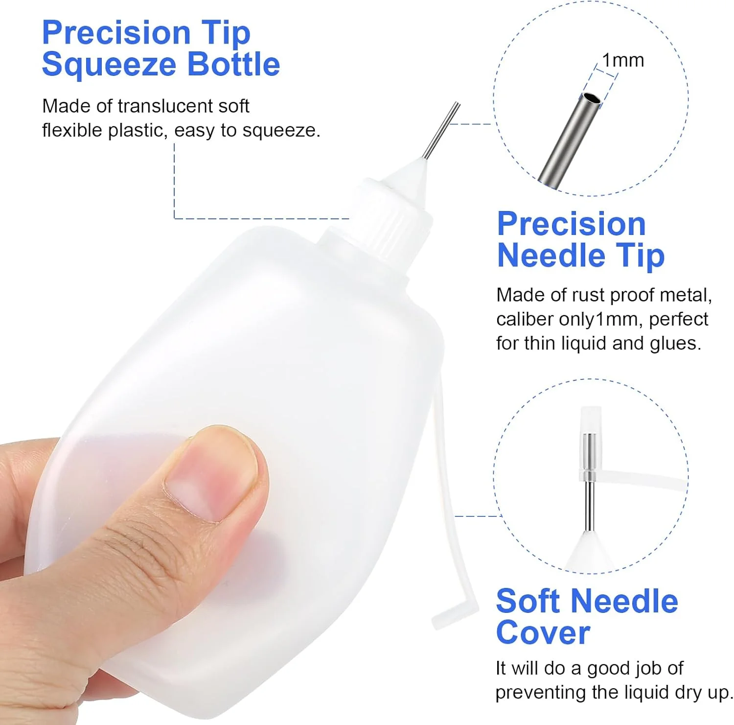 مجموعه 8 عددی بطری سوزنی Amentalove: 6 عدد 100 میلی لیتری، 2 عدد 10 میلی لیتری، اپلیکاتور، دوزینگ، سرنگ، پیپت، فشاری، چسب، نوک سوزنی؛ مناسب برای DIY، طراحی ناخن، صنایع دستی، زیبایی؛ پلاستیکی، قابل استفاده مجدد؛ ست بطری