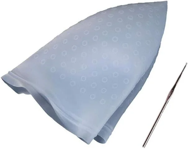 کلاه مش سیلیکونی به همراه قلاب، کلاه رنگ مو قابل استفاده مجدد مناسب برای هایلایت کردن مو در خانه و سالن (آبی)