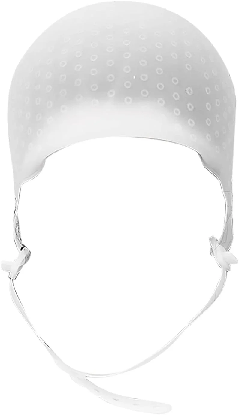 کلاه رنگ مو و هایلایت با طراحی بند قابل تنظیم، کلاه هایلایت سیلیکونی قابل استفاده مجدد، ابزار کلاه رنگ موی DIY برای سالن زیبایی (سفید)