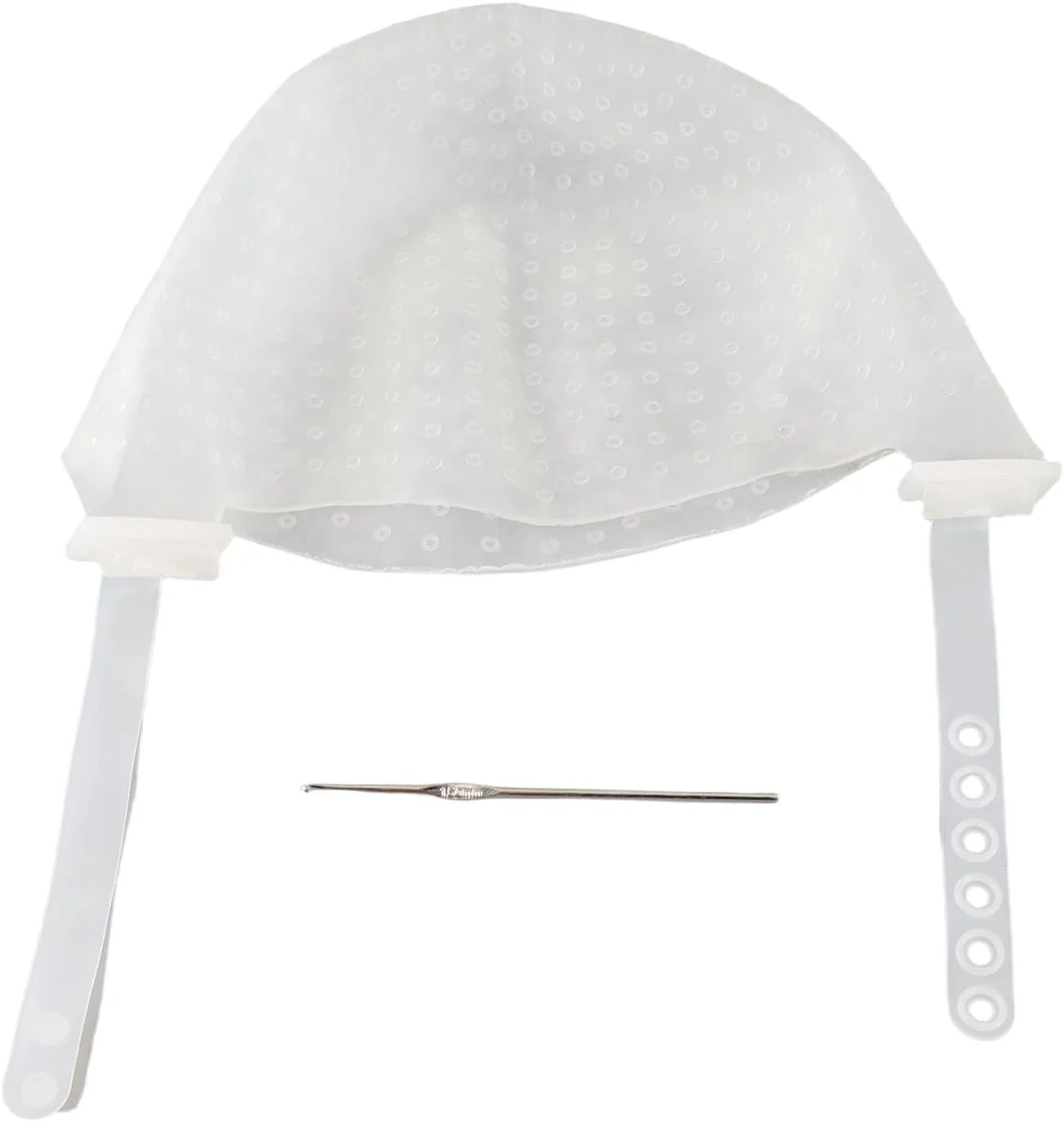 کلاه رنگ مو و هایلایت با طراحی بند قابل تنظیم، کلاه هایلایت سیلیکونی قابل استفاده مجدد، ابزار کلاه رنگ موی DIY برای سالن زیبایی (سفید)