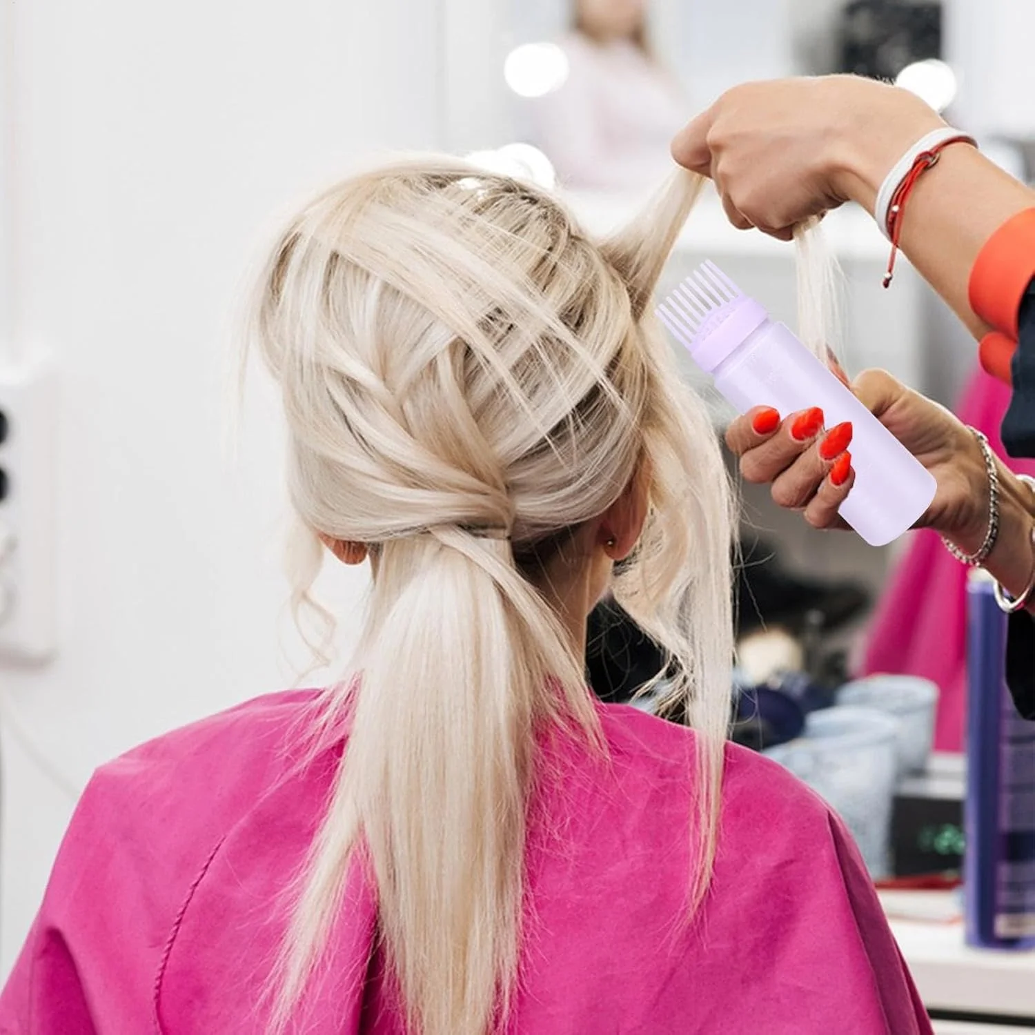 بطری اپلیکاتور رنگ مو، بطری شانه دار خالی برای پوست سر | ابزار زیبایی با طراحی مدرج برای کرم مرطوب کننده، شامپو خشک و نرم کننده مو