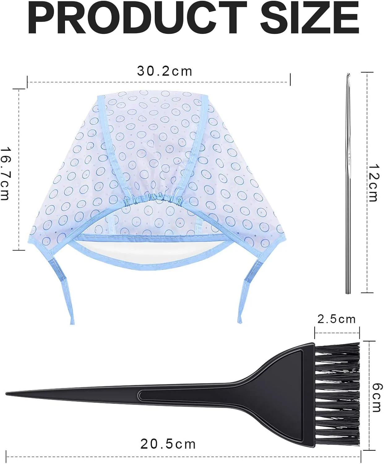 کلاه رنگ و هایلایت مو، 4 عدد کلاه یکبار مصرف مش مو به همراه 4 عدد قلاب و برس رنگ مو برای رنگ کردن مو در سالن و منزل