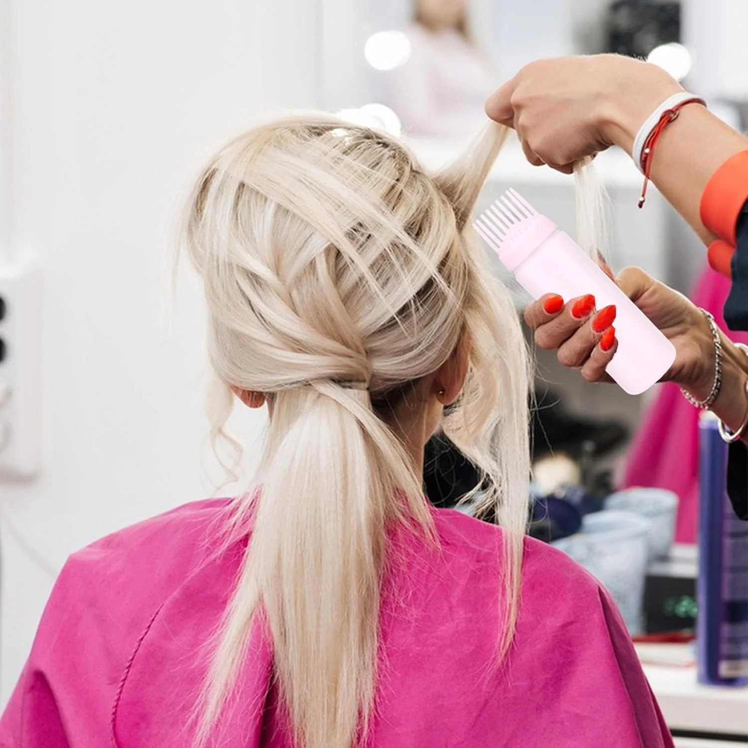 بطری اپلیکاتور شانه ریشه | بطری شانه سر خالی | ابزار زیبایی طراحی مقیاس برای کرم مرطوب کننده، شامپو خشک، نرم کننده