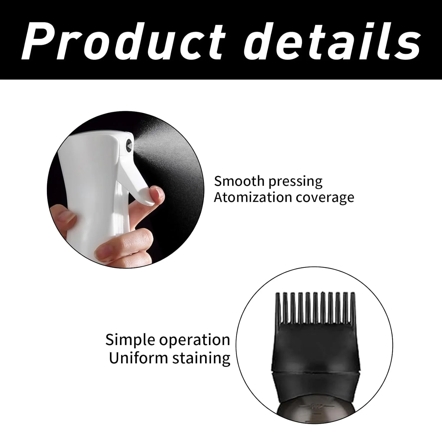 بسته 2 عددی بطری اسپری مو، بطری اپلیکاتور روغن مو، بطری اسپری مداوم مو، بطری اسپری آب مو، اپلیکاتور روغن مو با مقیاس مدرج، اپلیکاتور مو برای رنگ کردن