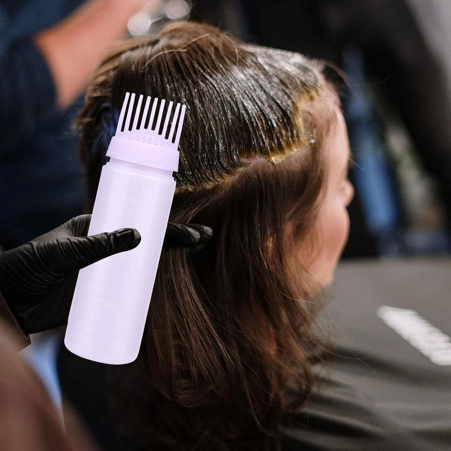 بطری اپلیکاتور رنگ مو، بطری شانه دار خالی برای پوست سر | ابزار زیبایی با طراحی مدرج برای کرم مرطوب کننده، شامپو خشک و نرم کننده مو