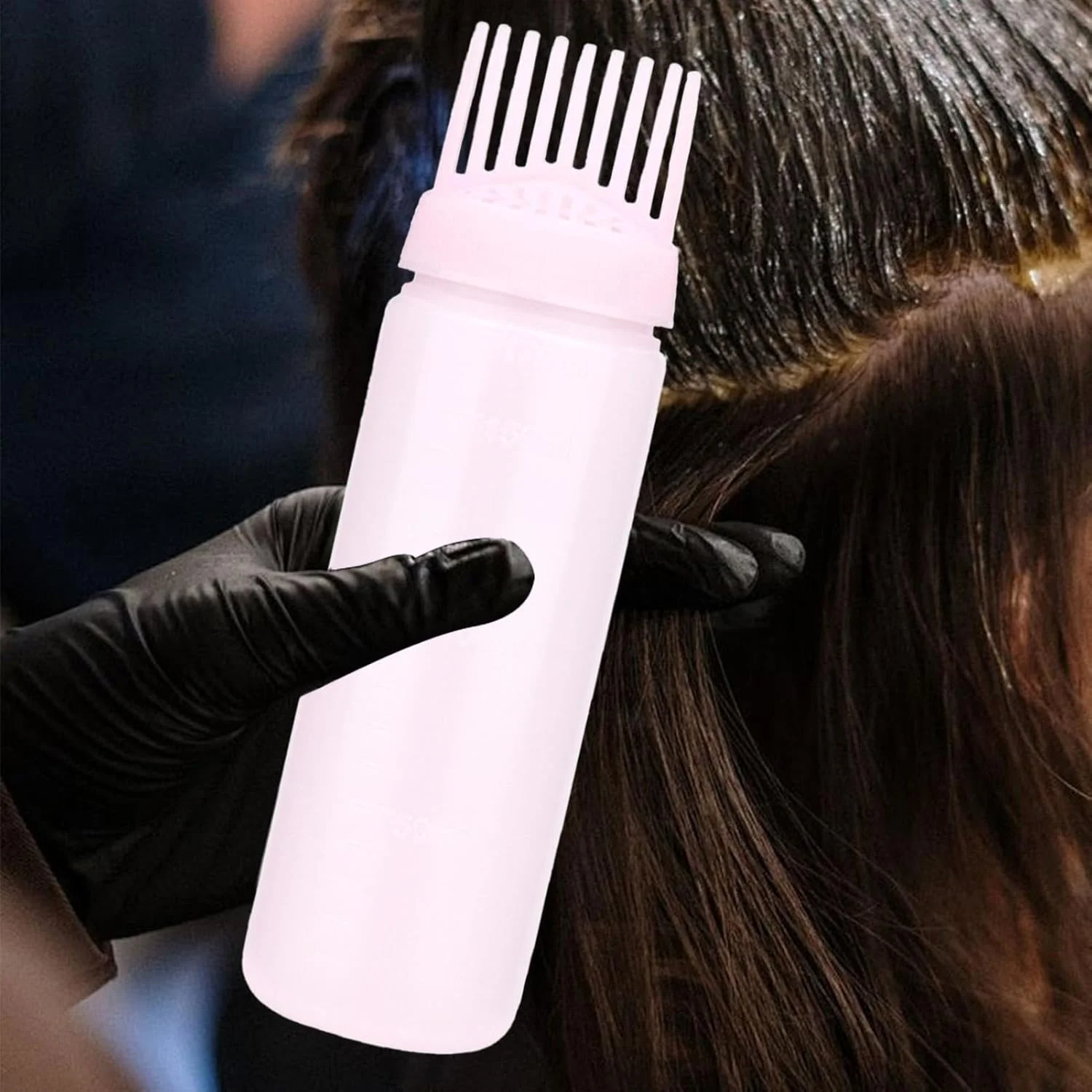 بطری اپلیکاتور شانه ریشه | بطری شانه سر خالی | ابزار زیبایی طراحی مقیاس برای کرم مرطوب کننده، شامپو خشک، نرم کننده