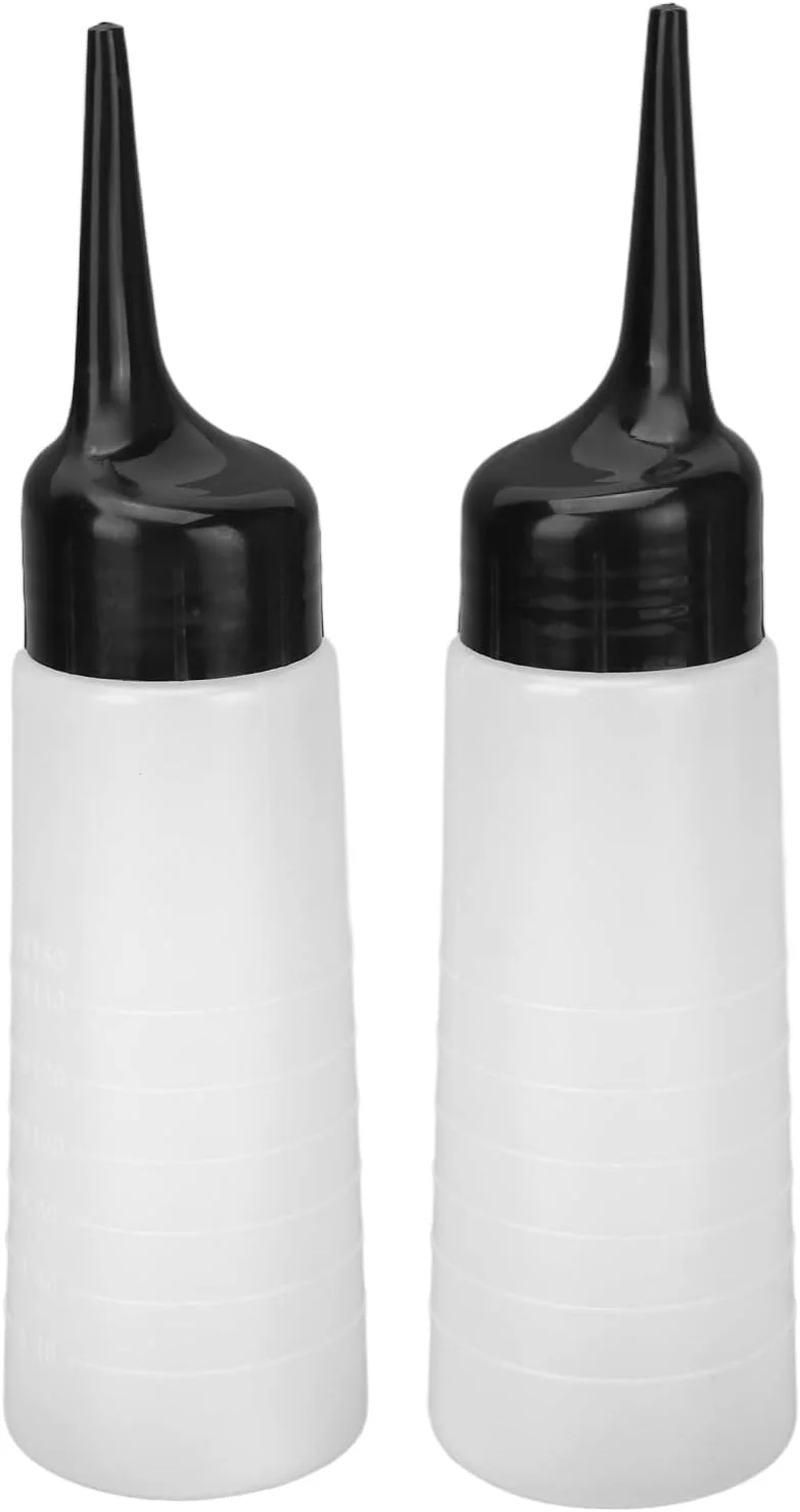 بطری روغن مو، بطری اپلیکاتور برای مو، بطری روغن حالت دهنده رنگ مو ضد نشت با مقیاس شفاف و نوک زاویه دار، بطری اپلیکاتور رنگ مو خالی برای لوازم جانبی سالن مو