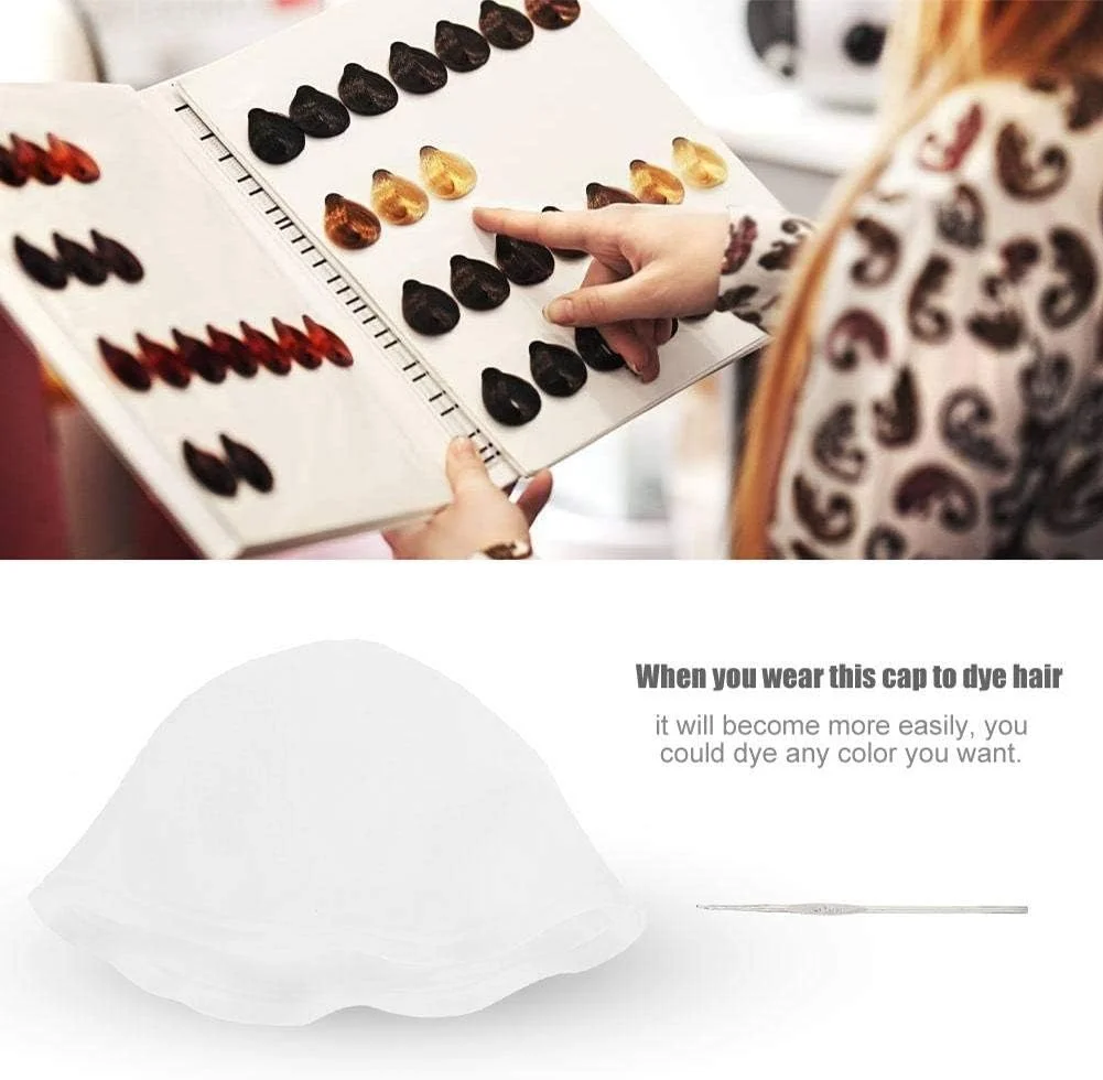 کلاه رنگ مو ژله ای، کلاه سیلیکونی سالن مو با قلاب برای زنان و دختران، ابزار حرفه ای آرایشگری با قابلیت استفاده مجدد
