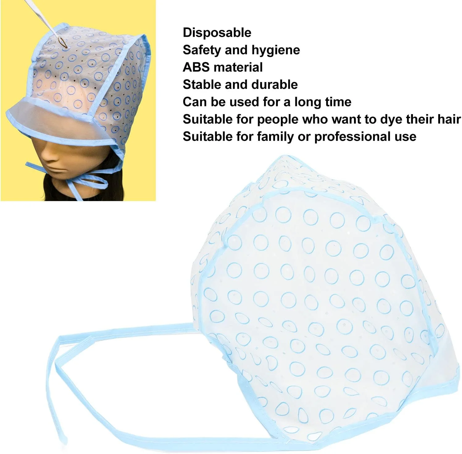 ست کلاه رنگ مو ۱۰ عددی، کلاه رنگ مو قلاب بافی پلاستیکی، کلاه رنگ هایلایت، کلاه رنگ آمیزی مو برای استفاده در منزل و سالن