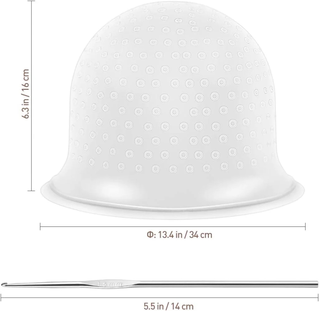 کلاه رنگ مو، کلاه هایلایت سیلیکونی حرفه ای قابل استفاده مجدد با قلاب سوراخ دار، ابزار رنگ آمیزی مو (سفید)